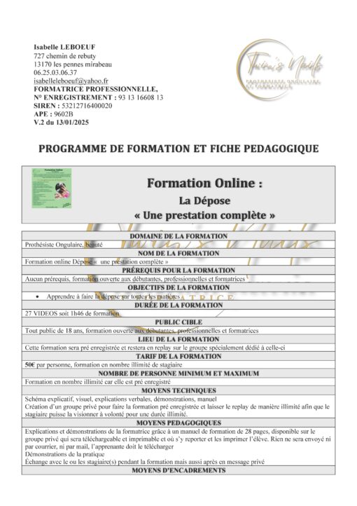 FORMATION ONLINE : La Dépose « Une prestation complète » – Image 2