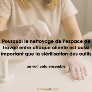 POURQUOI LE NETTOYAGE DE L'ESPACE DE TRAVAIL ENTRE CHAQUE CLIENTE EST AUSSI IMPORTANT QUE LA STÉRILISATION DES OUTILS?