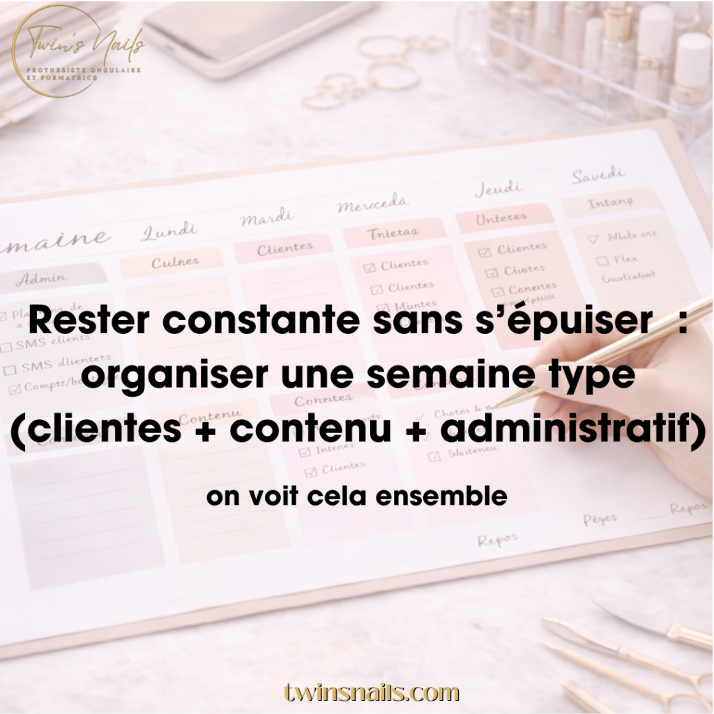 RESTER CONSTANTE SANS S'ÉPUISER : ORGANISER UNE SEMAINE TYPE (CLIENTE+CONTENU+ADMINISTRATIF)