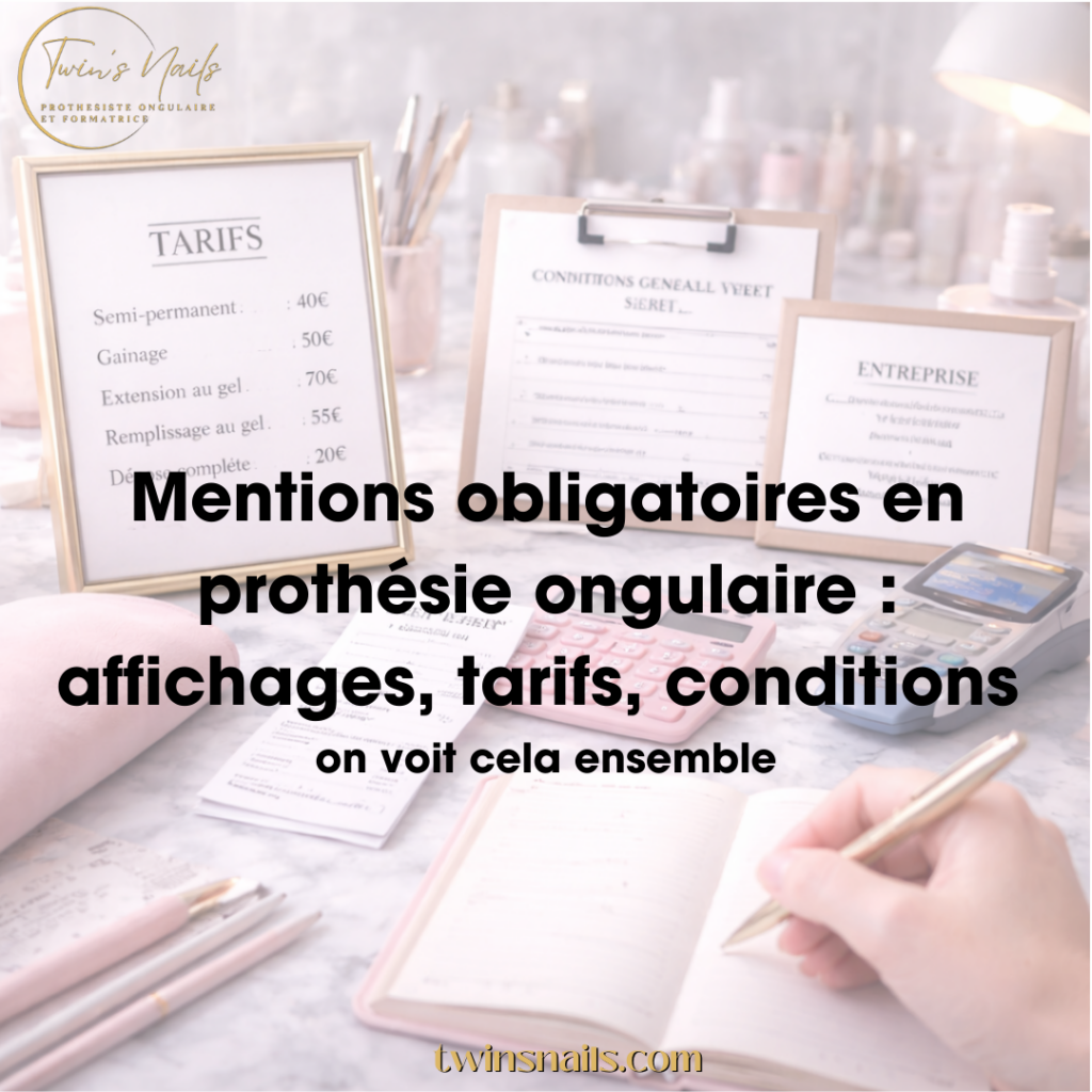 MENTIONS LÉGALES OBLIGATOIRES EN PROTHÉSIE ONGULAIRE : AFFICHAGES, TARIFS, CONDITIONS